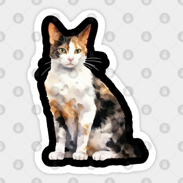 Japanese Bobtail Cat Sticker by DavidBriotArt